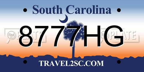 8777HG South Carolina License Plate
