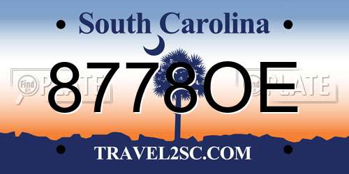 8778OE South Carolina License Plate