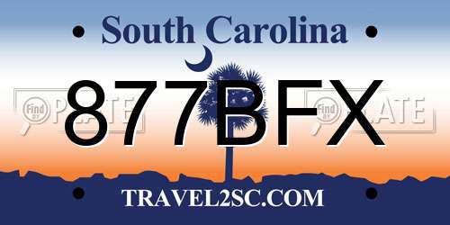 877BFX South Carolina License Plate
