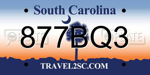 877BQ3 South Carolina License Plate