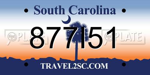 877I51 South Carolina License Plate