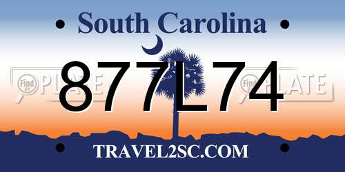 877L74 South Carolina License Plate