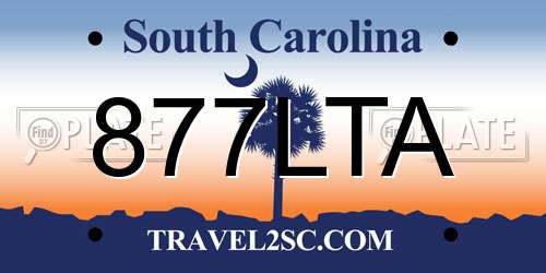 877LTA South Carolina License Plate