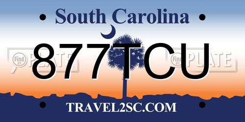 877TCU South Carolina License Plate