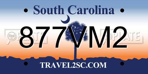 877VM2 South Carolina License Plate