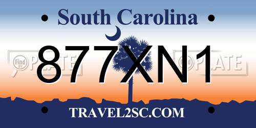 877XN1 South Carolina License Plate