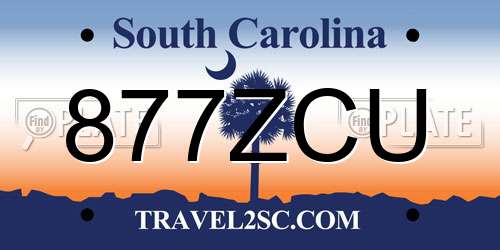 877ZCU South Carolina License Plate