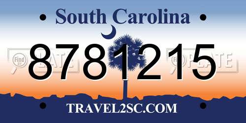 8781215 South Carolina License Plate
