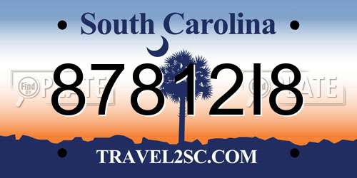 87812I8 South Carolina License Plate