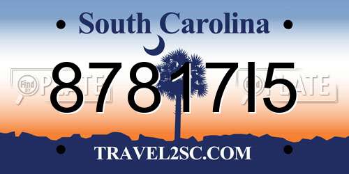 87817I5 South Carolina License Plate