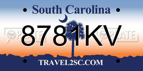 8781KV South Carolina License Plate