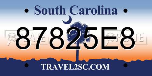 87825E8 South Carolina License Plate