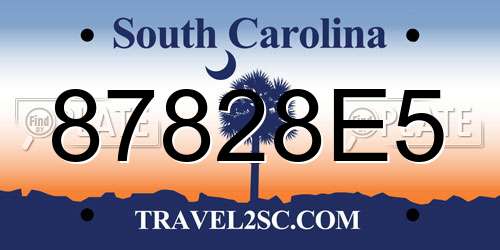 87828E5 South Carolina License Plate