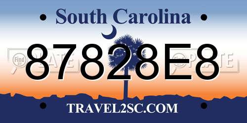 87828E8 South Carolina License Plate