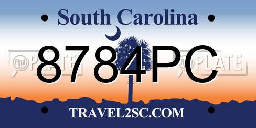 8784PC South Carolina License Plate