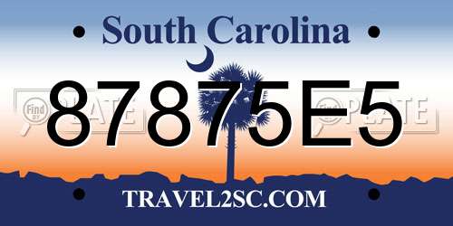 87875E5 South Carolina License Plate
