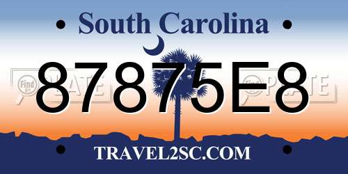 87875E8 South Carolina License Plate