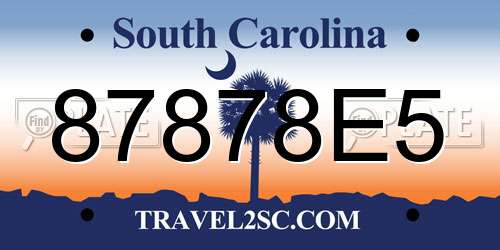 87878E5 South Carolina License Plate