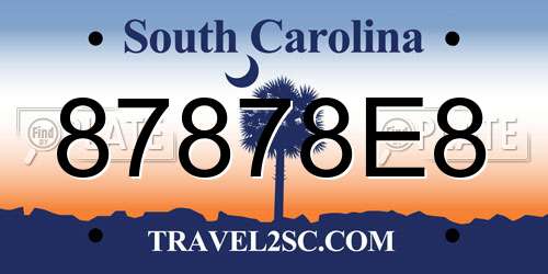 87878E8 South Carolina License Plate