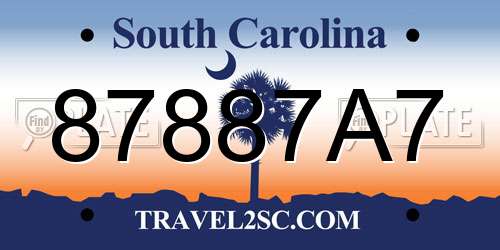 87887A7 South Carolina License Plate