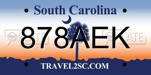 878AEK South Carolina License Plate