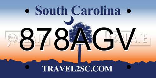 878AGV South Carolina License Plate
