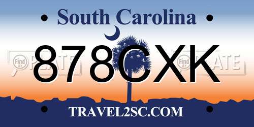 878CXK South Carolina License Plate
