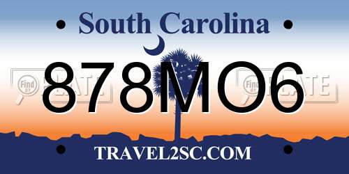 878MO6 South Carolina License Plate