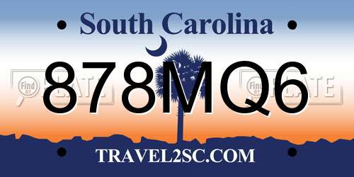 878MQ6 South Carolina License Plate