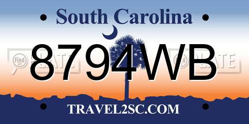 8794WB South Carolina License Plate
