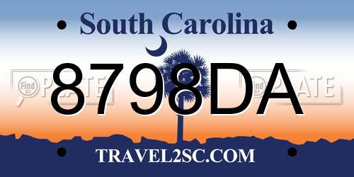 8798DA South Carolina License Plate