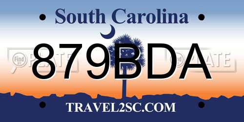 879BDA South Carolina License Plate