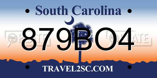 879BO4 South Carolina License Plate