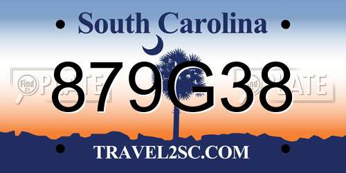 879G38 South Carolina License Plate