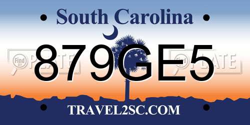879GE5 South Carolina License Plate