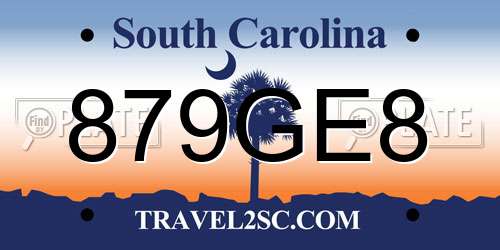 879GE8 South Carolina License Plate