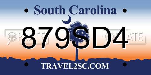 879SD4 South Carolina License Plate
