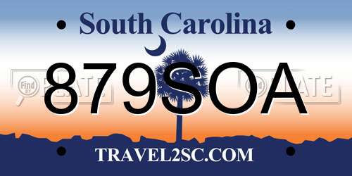 879SOA South Carolina License Plate
