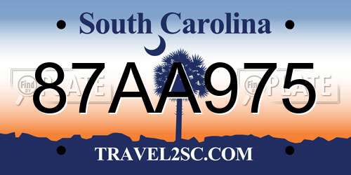 87AA975 South Carolina License Plate