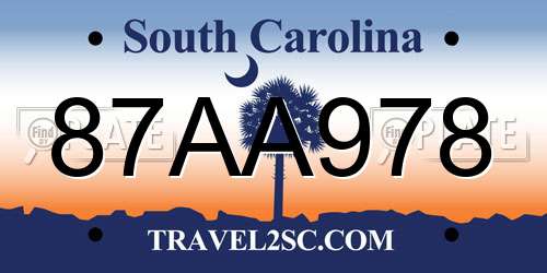 87AA978 South Carolina License Plate