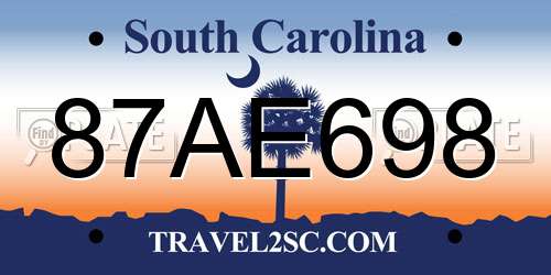 87AE698 South Carolina License Plate