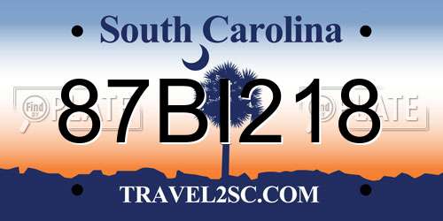 87BI218 South Carolina License Plate