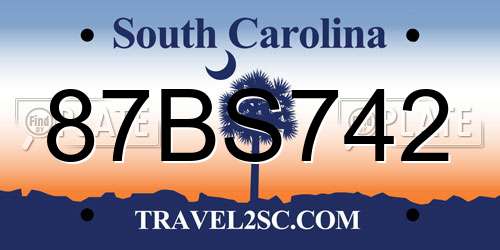 87BS742 South Carolina License Plate
