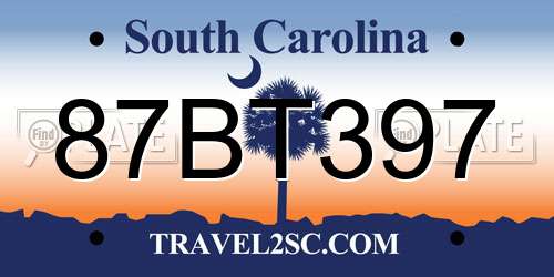 87BT397 South Carolina License Plate