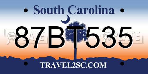 87BT535 South Carolina License Plate