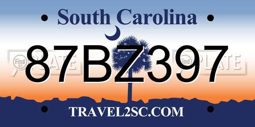87BZ397 South Carolina License Plate