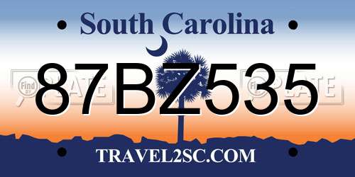 87BZ535 South Carolina License Plate