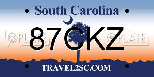 87CKZ South Carolina License Plate