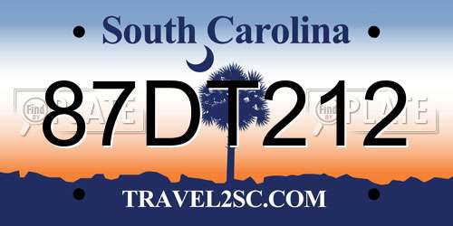 87DT212 South Carolina License Plate