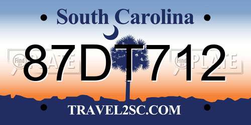 87DT712 South Carolina License Plate